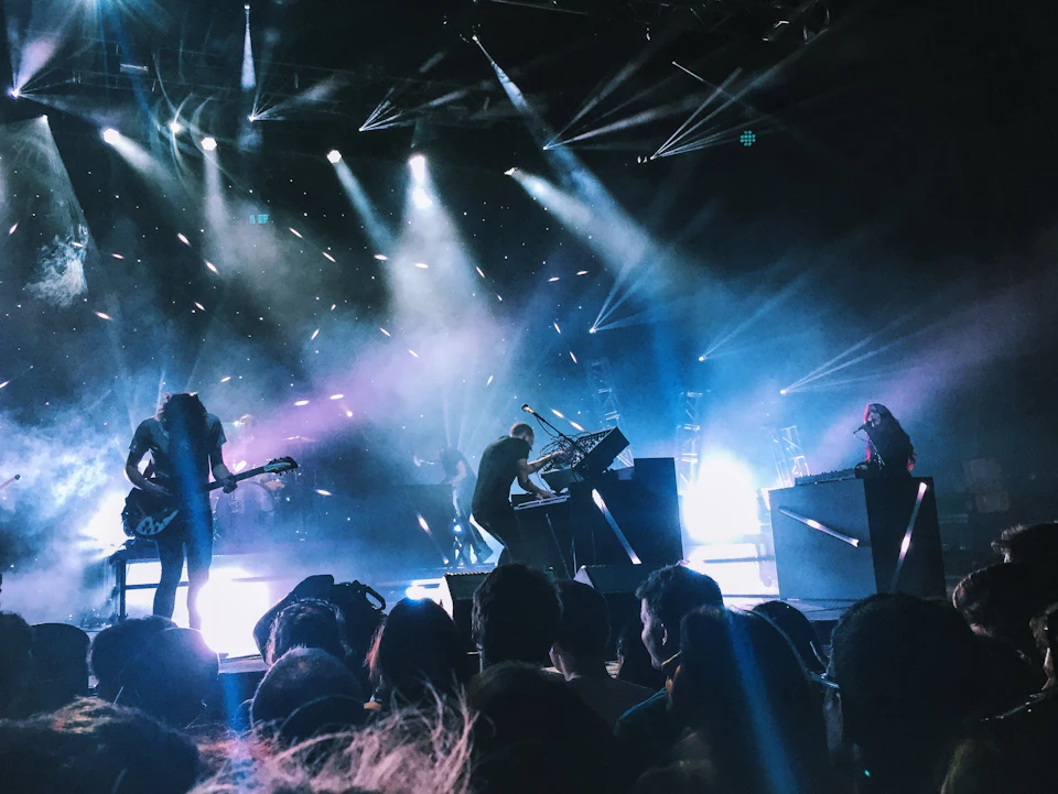 Music band playing on stage