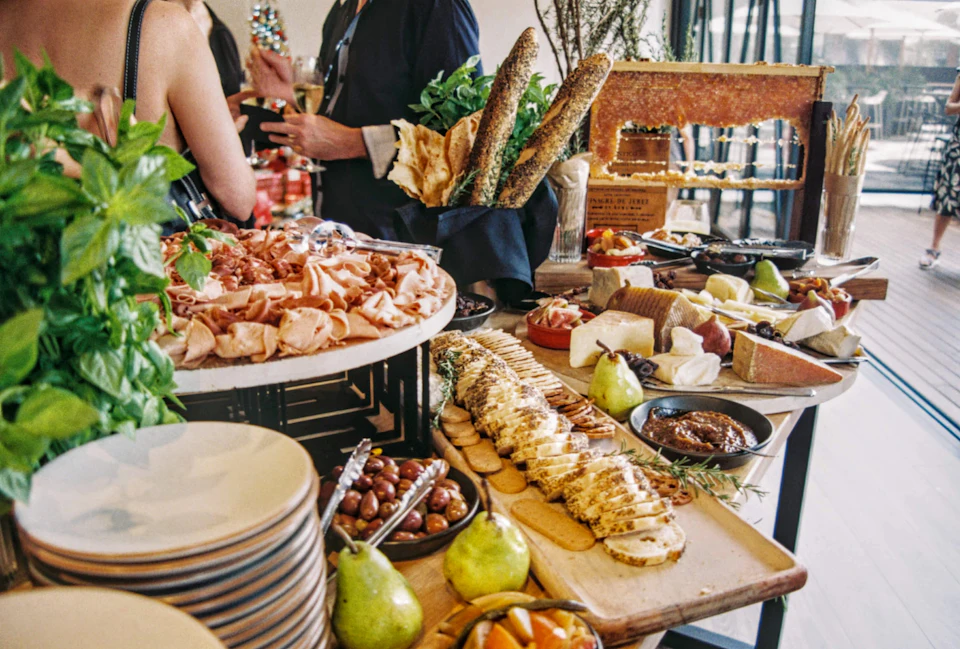 Variety of food displayed on a table