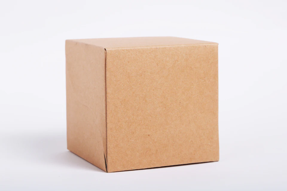 A brown box with a white background